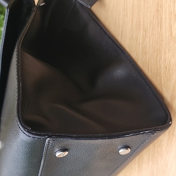 Calvin Klein Lock Black Leather Satchel - Picture 13 of 16